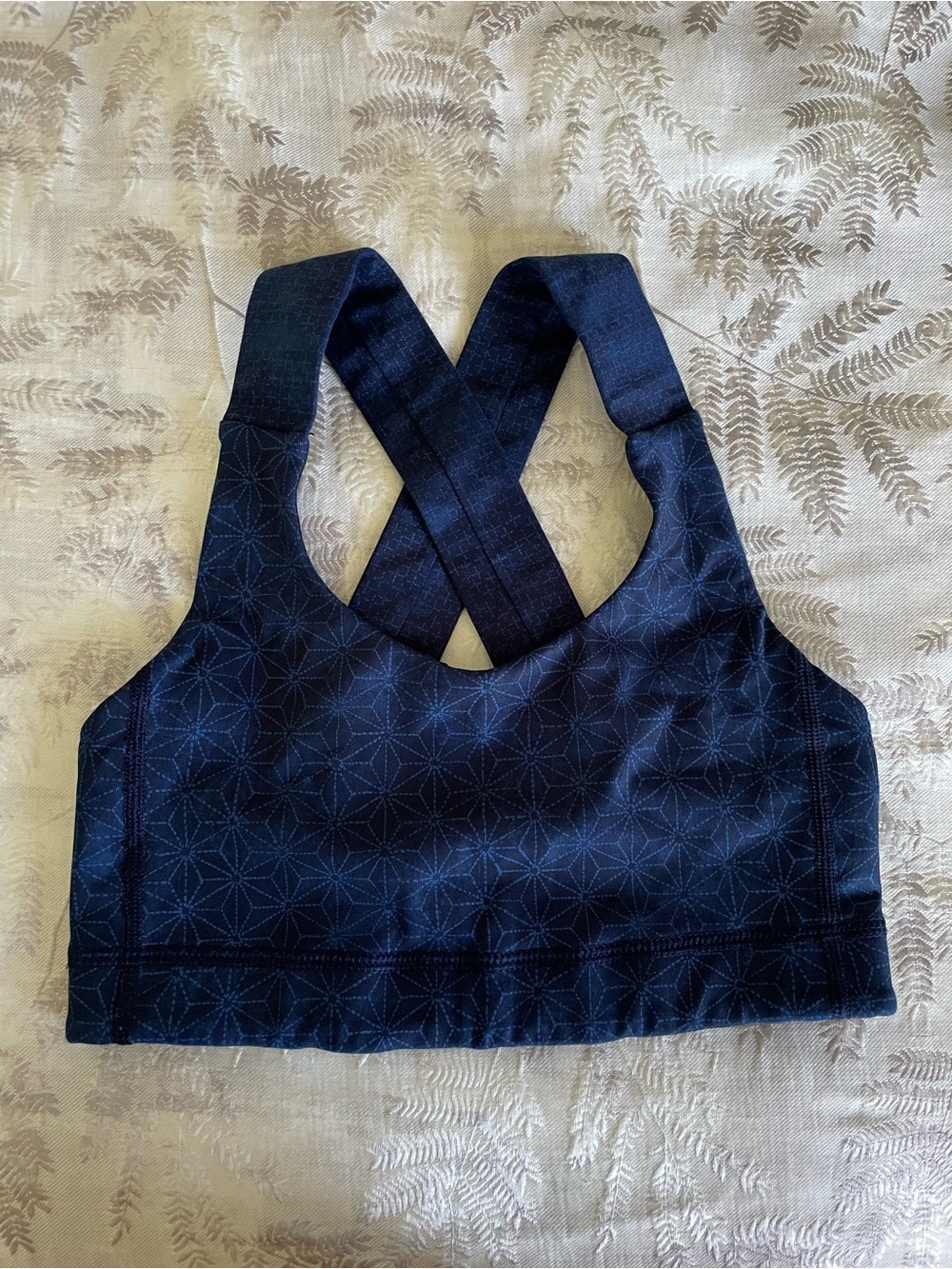 Lululemon Athletica Navy Geometric Crossback Sports Bra
